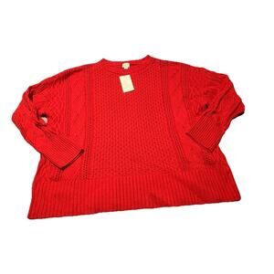 Women's Crewneck Tunic Pullover Sweater - A New Day Red Size Xl